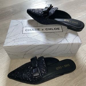 NWT Black glitter slip on